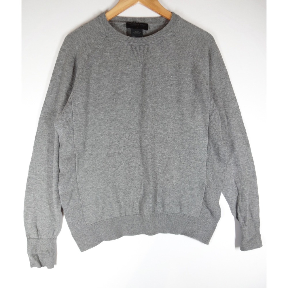 American Giant Crewneck Sweater Mens L Grey Merino Wool Cotton Ribbed Pullover